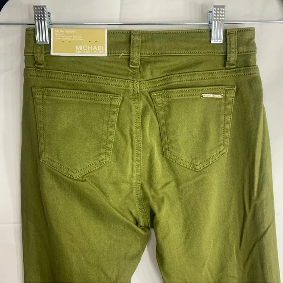 NWT Michael Kors Petite Selma Skinny High Rise Jeans in Olive Green, size 0P - Picture 9 of 11